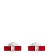 Deakin & Francis Sterling Silver Spinel Centre Cufflinks In Red