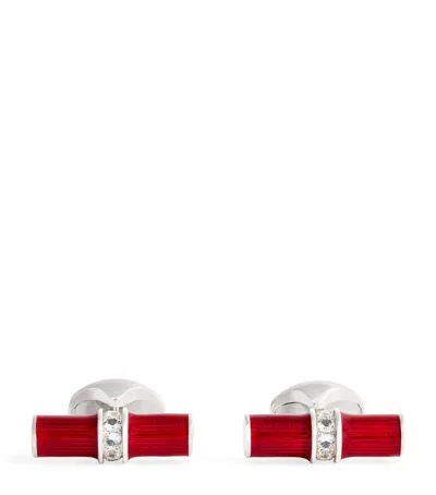 Deakin & Francis Sterling Silver Spinel Centre Cufflinks In Red