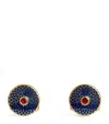 Deakin & Francis Yellow Gold And Ruby Patterned Cufflinks In Blue