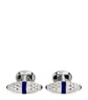 Deakin & Francis Sterling Silver Sapphire-trim Cufflinks In Blue