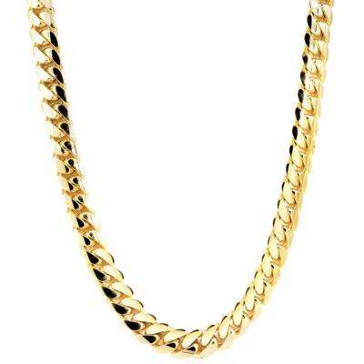 Pre-owned Dealelement 14k Miami Cuban Link Chain Solid Yellow Gold Necklace Real Italian Box Clasp