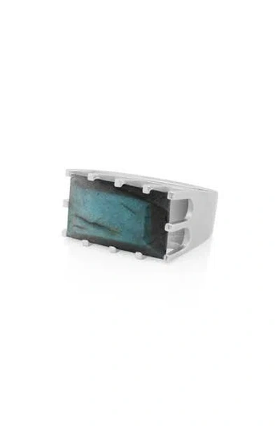 Dean Davidson Baguette-cut Simulated Labradorite Castle Ring In Labradorite/silver