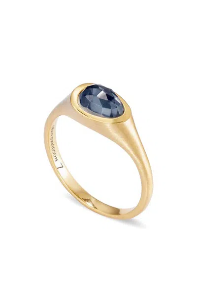 Dean Davidson Cala Signet Ring In Iridescent Hematite/gold