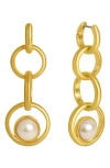 Dean Davidson Chain Drop Earrings In Pearl/ Gold