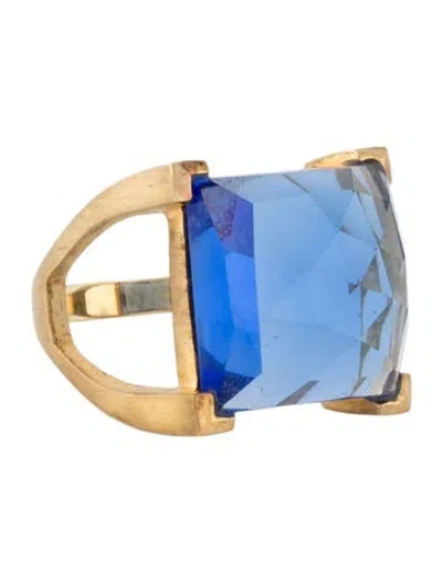 Pre-owned Dean Davidson Crystal Plaza Cocktail Ring In Blue