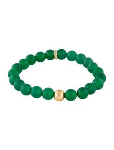 Pre-owned Dean Davidson Dyed Chalcedony & Crystal Accented Bead Bracelet, 6.5" In Transparent