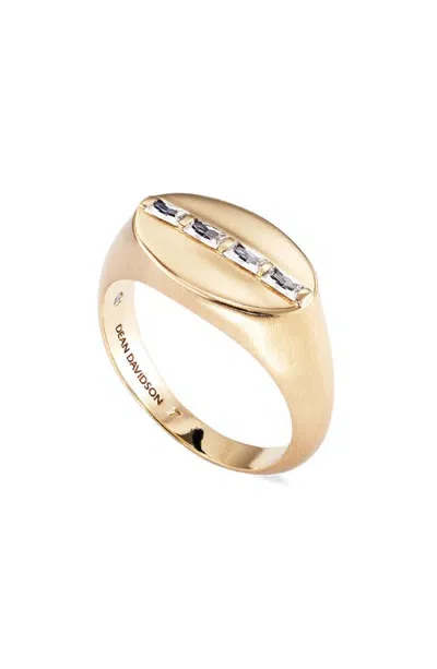 Dean Davidson Gemma White Topaz Signet Ring In White Cz/gold