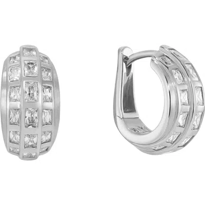 Dean Davidson Gia Huggie Hoop Earrings In White Cz/silver