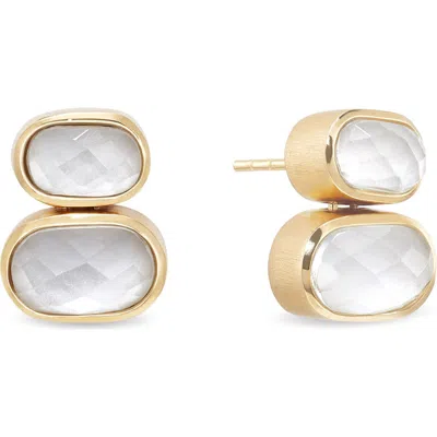 Dean Davidson Mercer Double Quartz Drop Earrings In Iridescent Pearl/gold