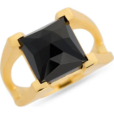 Dean Davidson Mini Plaza Onyx Ring In Gold