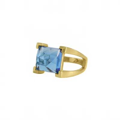 Dean Davidson Mini Plaza Ring In Midnight Blue / Gold