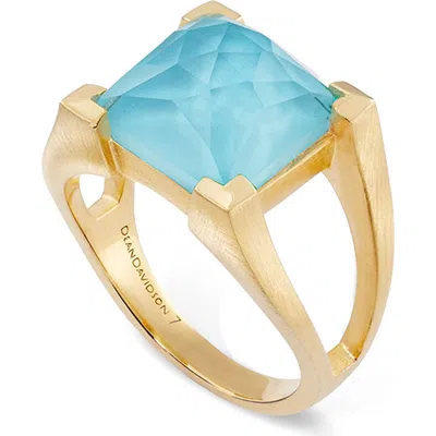 Dean Davidson Mini Plaza Ring In Iridescent Turquoise/gold