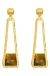 Dean Davidson Nomad Mini Stone Drop Earrings In Tiger Eye/ Gold