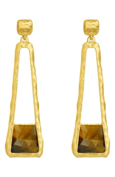 Dean Davidson Nomad Mini Stone Drop Earrings In Tiger Eye/gold