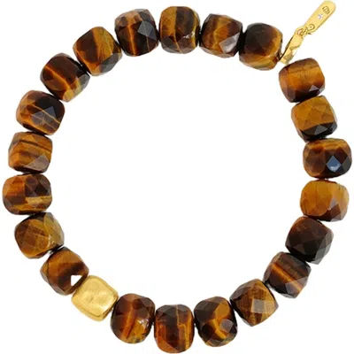 Dean Davidson Nomad Tiger's Eye Beaded Stretch Bracelet In Brown