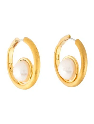 Pre-owned Dean Davidson Pearl Floating Hoop Earrings In Multicolor