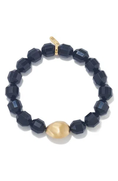 Dean Davidson Vela Beaded Stretch Bracelet In Black Obsidian/gold