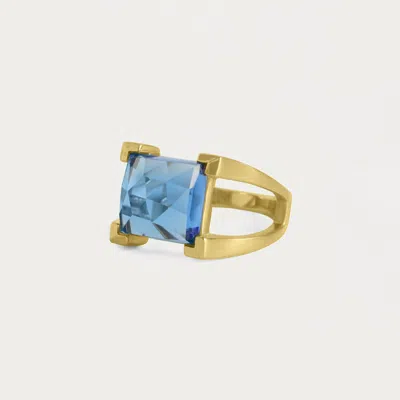 Dean Davidson Women's Mini Plaza Ring In Midnight Blue In Gold