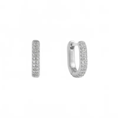 Dean Davidson Women's Petit Pave Huggies Earring In Silver/white