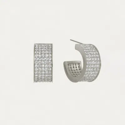 Dean Davidson Women's Petit Pave Thick Huggie Hoop Earring In Silver/white