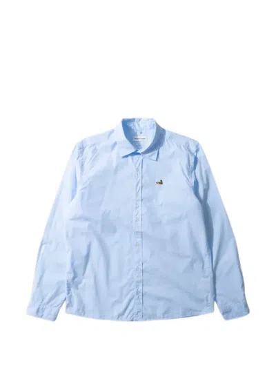 Dean Edmonds Embroidered-logo Long-sleeve Shirt In Blue