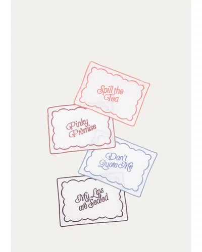 Dear Annabelle Gossip Girl Cocktail 4-piece Embroidered Napkin Set In Multi