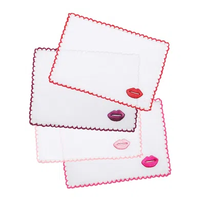 Dear Annabelle Lipstick Kisses Cocktail Napkins In White