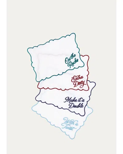 Dear Annabelle Top Shelf Cocktail 4-piece Embroidered Napkin Set In Multi
