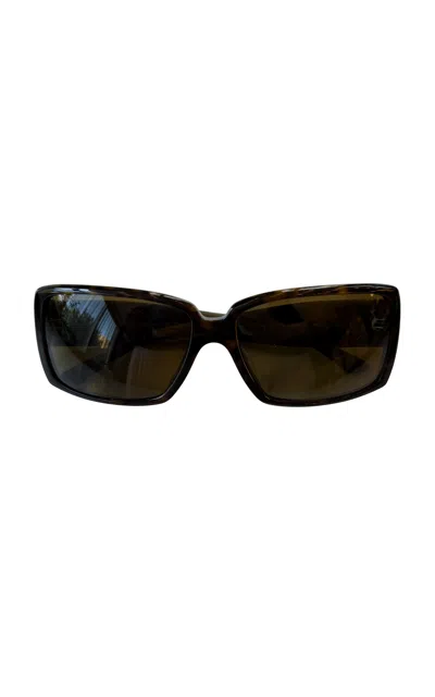 Dear Clementine Vintage Chanel Crystal Embellished Tortoise Sunglasses In Brown