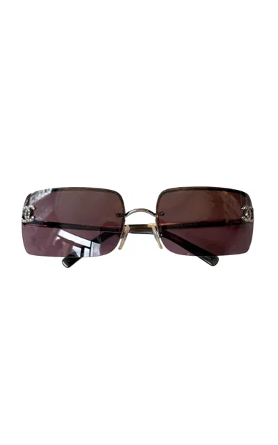 Dear Clementine Vintage Chanel Rimless Crystal Embellished Pink Sunglasses