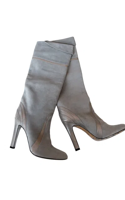 Dear Clementine Vintage Emilio Pucci Baby Blue Suede Boots (it 38)