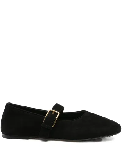 Dear Frances Ball-buckle Ballet Flats In Black