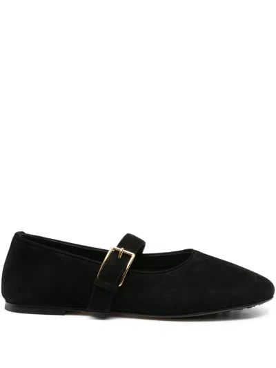 Dear Frances Ball-buckle Ballet Flats In Black