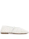 Dear Frances Nappa Leather Woven Balla Ballet Flats In White