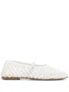 Dear Frances Nappa Leather Woven Balla Ballet Flats In White