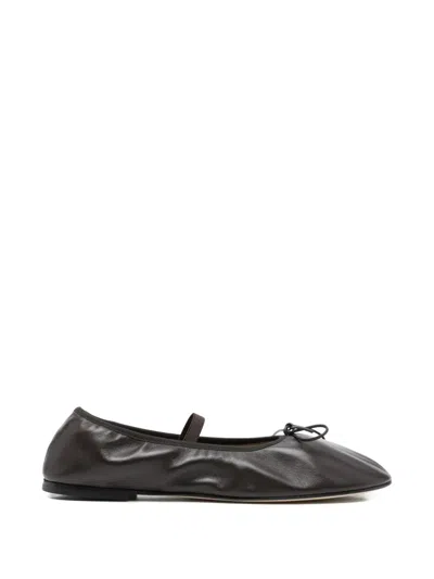 Dear Frances Balla Bow Leather Ballet Flats In Black