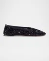 Dear Frances Balla Crystals Mesh Ballet Flats In Black