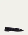 Dear Frances Balla Crystals Mesh Ballet Flats In Black