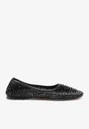 Dear Frances Balla Crystals Mesh Ballet Flats In Black