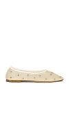 Dear Frances Mesh Stud-detail Balla Ballet Flats In Neutral