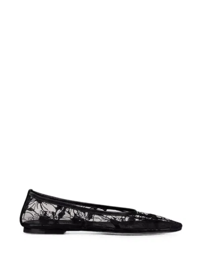 Dear Frances Balla Floral-lace Ballet Flats In Black
