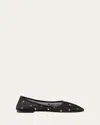 Dear Frances Mesh Stud-detail Balla Ballet Flats In Black