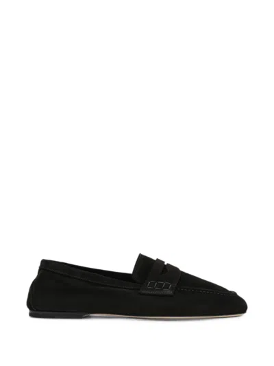 Dear Frances Balla Suede Loafers In Black