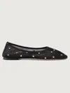 Dear Frances Mesh Stud-detail Balla Ballet Flats In Black W,studs