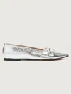 Dear Frances Bow Pointed Toe Flat In Silver