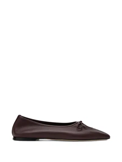 Dear Frances Bow-detail Leather Ballet Flats In Brown