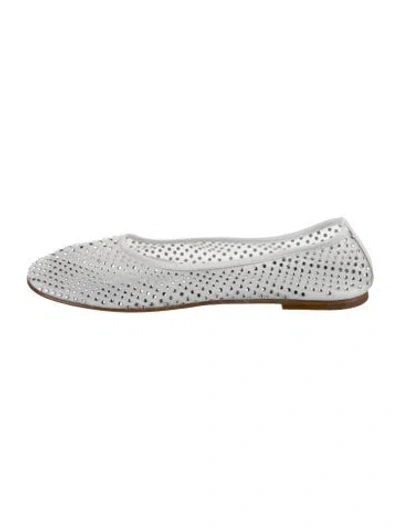 Pre-owned Dear Frances Crystal Ballet Flats In White