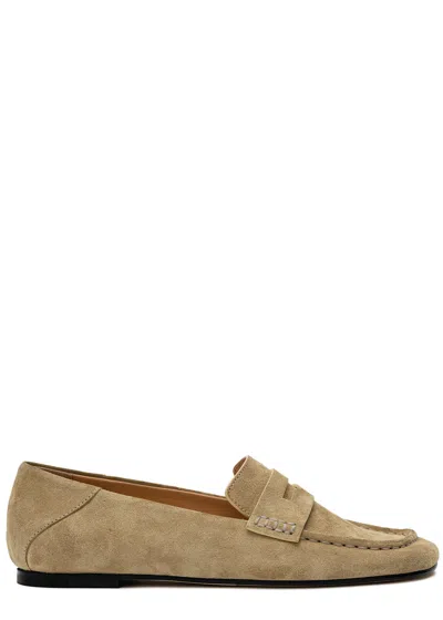 Dear Frances Drew Suede Loafers In Neutral