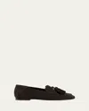 Dear Frances Drew Suede Tassel Loafers In Brown Suede