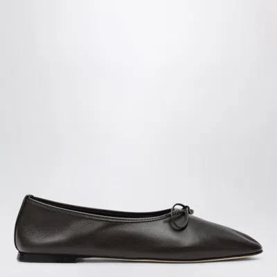 Dear Frances Gala Bow-detail Leather Ballet Flats In Brown